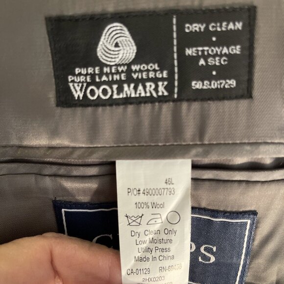 Chaps Men's 46L Gray 💯% Pure New Wool Sport Coat Jacket Blazer Houndstooth Soft - Picture 10 of 15